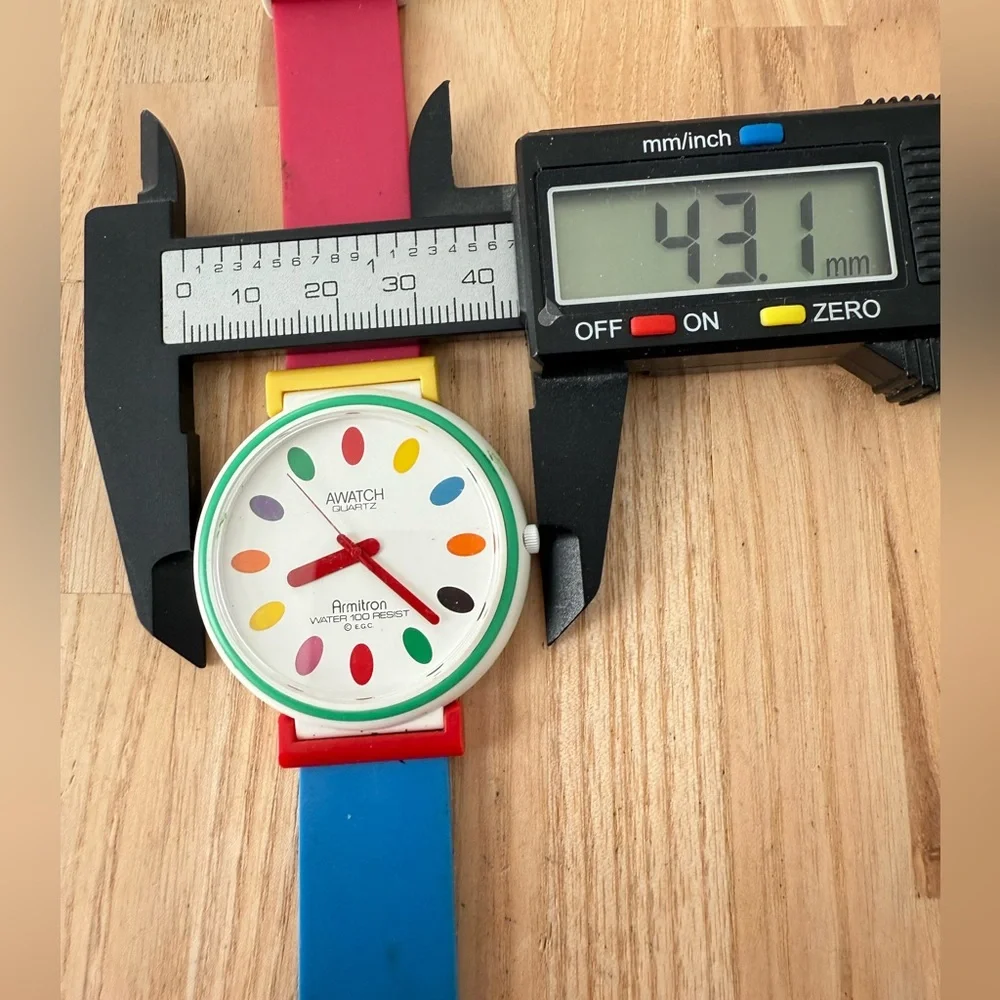 Vintage Armitron Awatch colorful color block watch NEW BATTERY